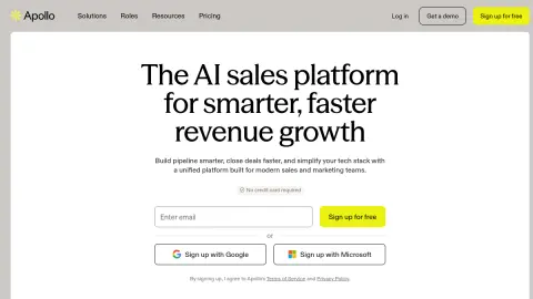 Recent homepage preview of Apollo at apollo.io