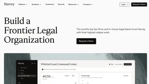 Recent homepage preview of Harvey AI at harvey.ai