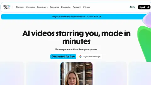 Recent homepage preview of HeyGen at heygen.com