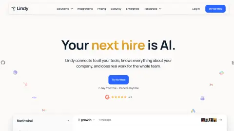 Recent homepage preview of Lindy at lindy.ai