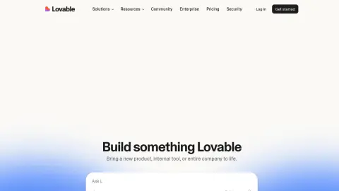 Recent homepage preview of Lovable at lovable.dev