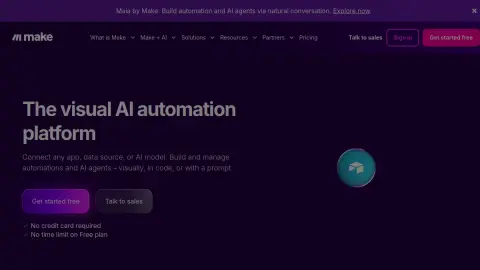 Recent homepage preview of Make at make.com