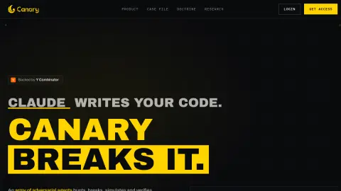 Recent homepage preview of Canary at runcanary.ai