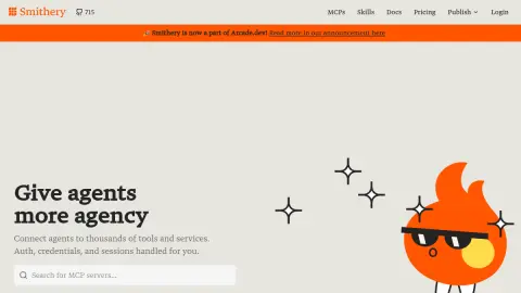 Recent homepage preview of Smithery at smithery.ai